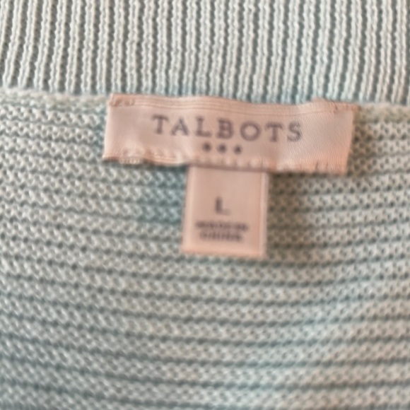 Talbots Light Aqua Short Sleeved Sweater - Picture 3 of 7